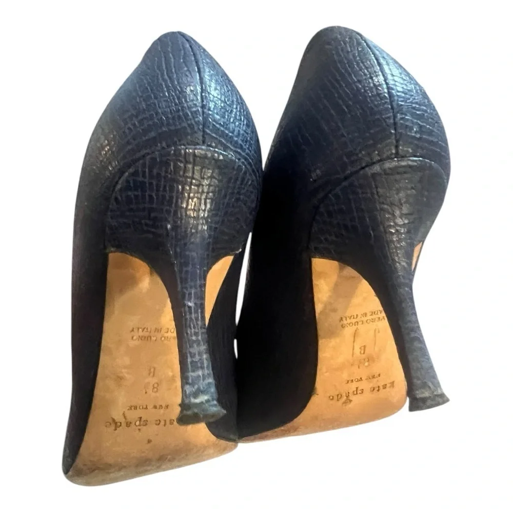 kate spade Black Pumps with Silver Pointed Toe & Bow Accent